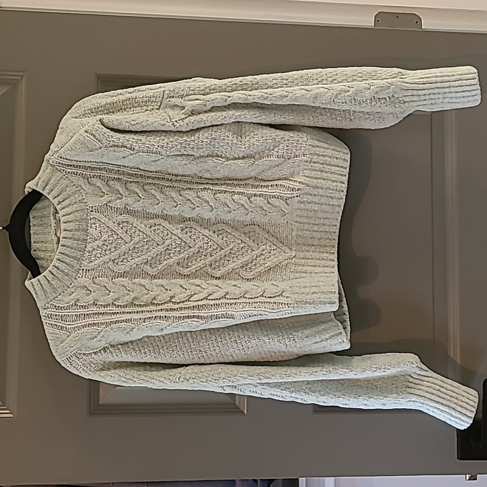 Hippie Rose Light Green Cable Knit Sweater